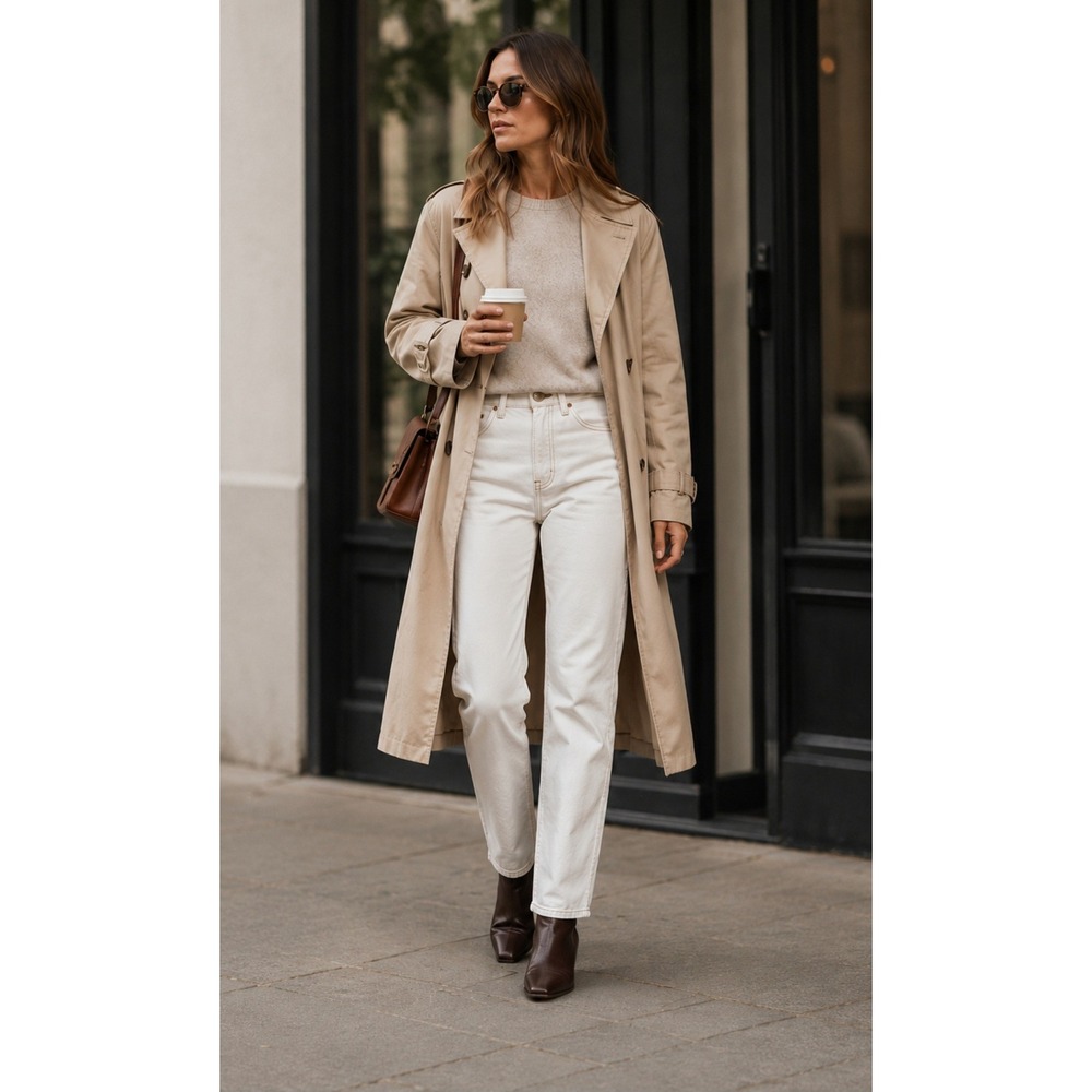 FRAME Le Italien True Straight Jeans  Blanc White Contrast Stitch High Rise 28